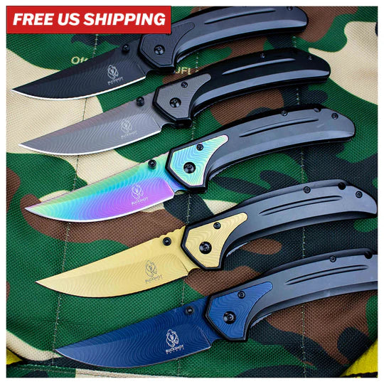 Buckshot Etched Wavy Thumb Knife (Multiple Colors)