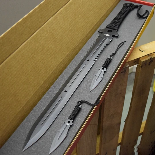 Double-Sided Black Knight SwordCase (+ 2 throwing knives)